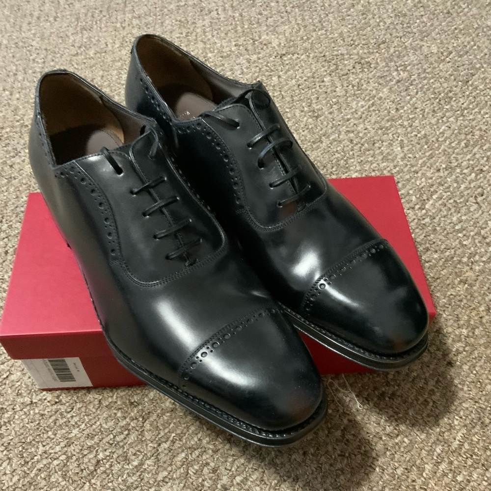 Salvatore Ferragamo Tramezza Derby Oxford Black Leather Sz 9.5EE Brand New $1290